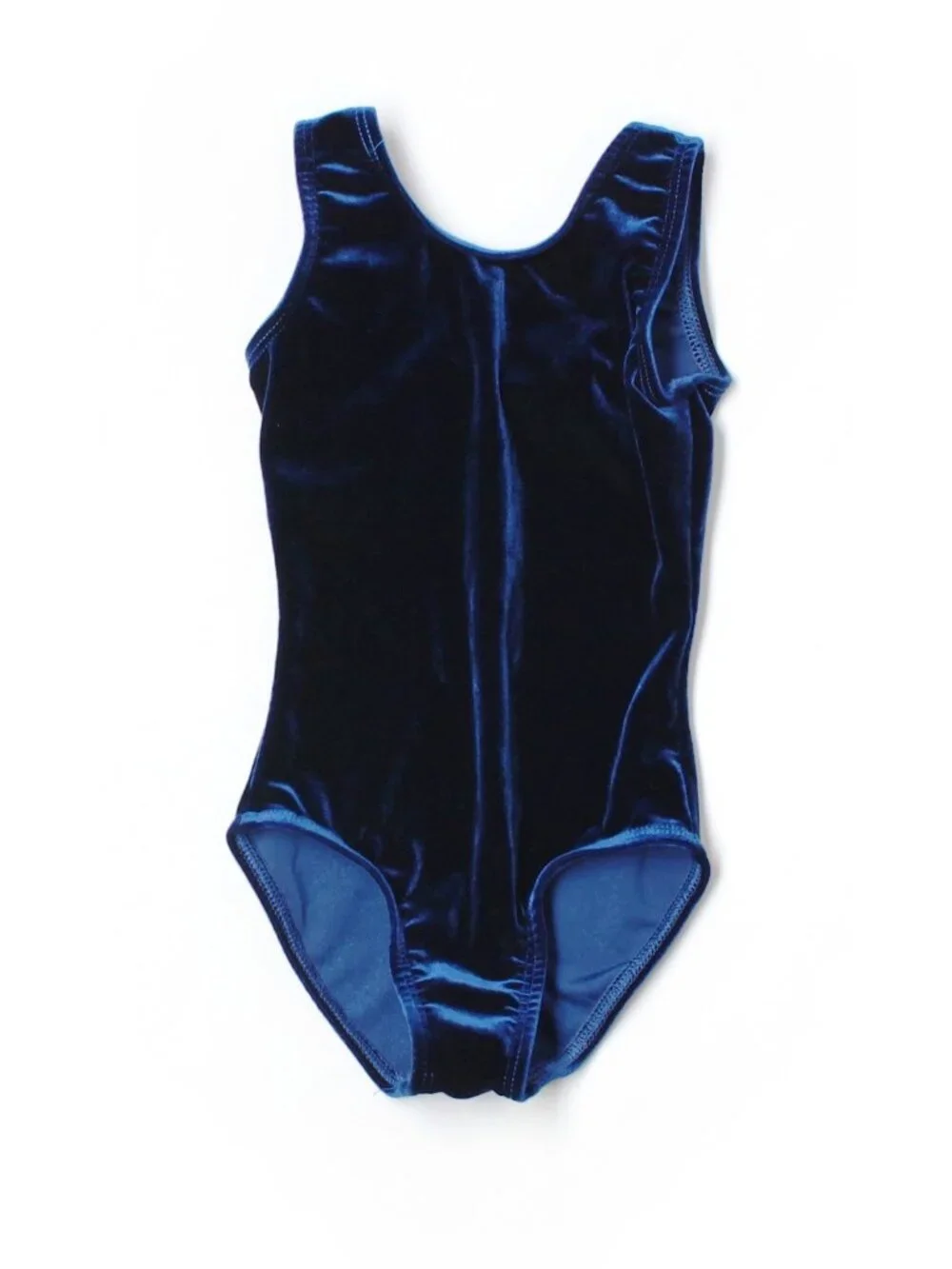 Girl Perfect Balance Child Solid Navy Blue Velour Gymnastic Leotard Size 4/5